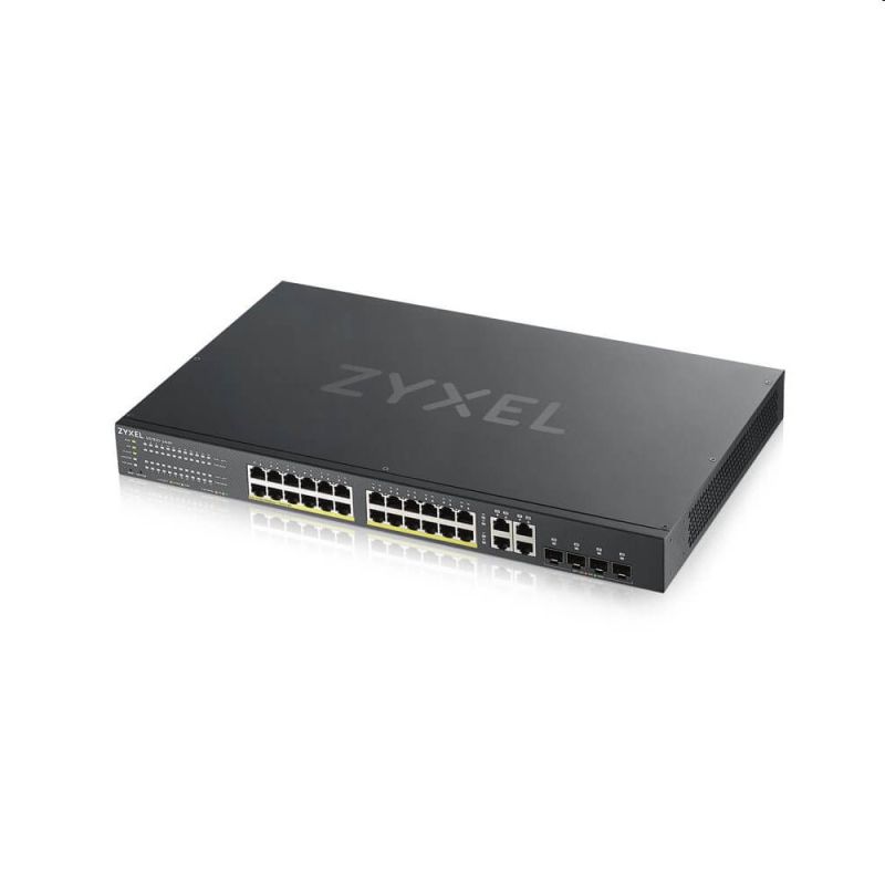 Zyxel GS1920-24HPv2, 28 Port Smart Managed POE Switch 24x Gigabit Copper POE and 4x Gigabit dual pers., hybrid mode, 375 Watt POE Zyxel GS1920-24HPv2, 28 Port Smart Managed POE Switch 24x Gigabit Copper POE and 4x Gigabit dual pers., hybrid mode, 375 Watt POE