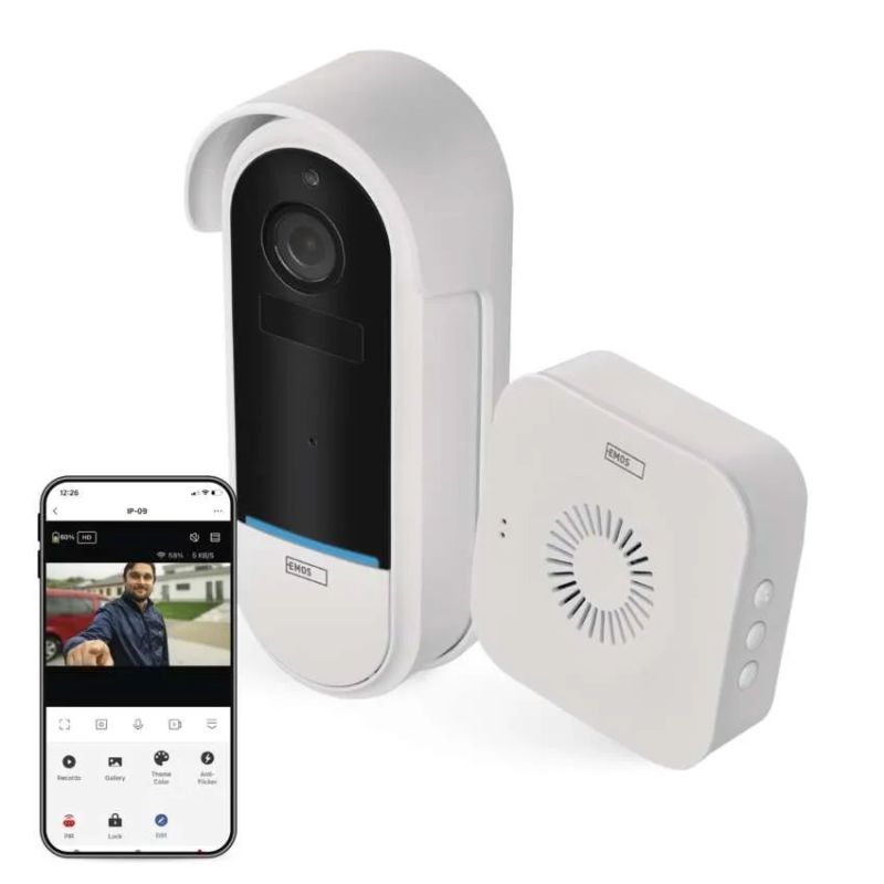 EMOS GoSmart Domový bezdrátový batériový videozvonček IP-15S s WiFi EMOS GoSmart Domový bezdrátový batériový videozvonček IP-15S s WiFi