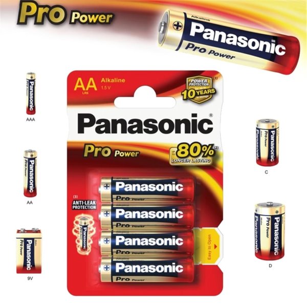 Alkalická tužková baterie AA, Panasonic Alkaline Power, 4 kusy