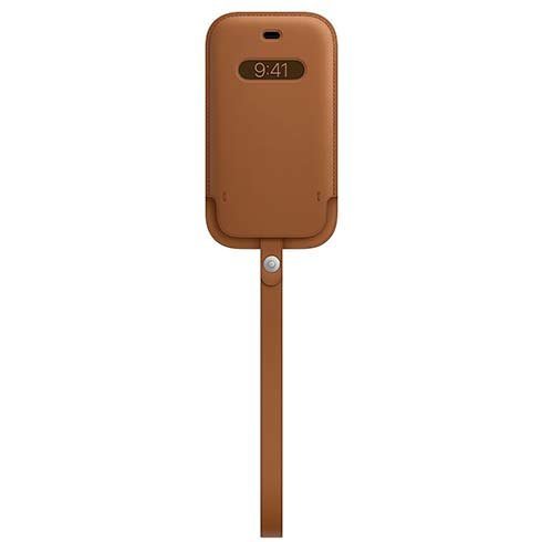 Apple iPhone 12 mini Leather Sleeve with MagSafe, saddle brown