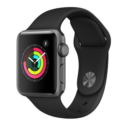 Apple Watch Series 3 GPS, 38mm Space Grey Aluminium Case with Black Sport Band