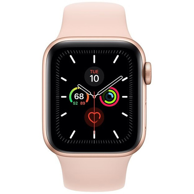 Apple Watch Series 5 GPS, 44mm zlatá Aluminium Case with růžová Sand Sport Band - S/M & M/L Apple Watch Series 5 GPS, 44mm zlatá Aluminium Case with růžová Sand Sport Band - S/M & M/L