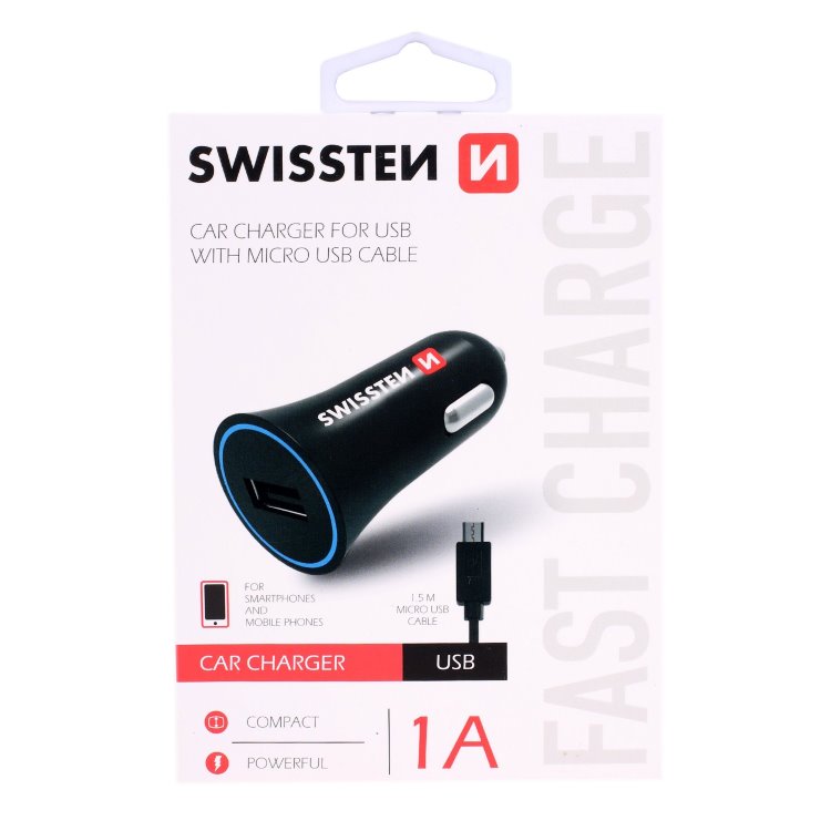 Autonabíječka Swissten s Micro-USB kabelem Autonabíječka Swissten s Micro-USB kabelem