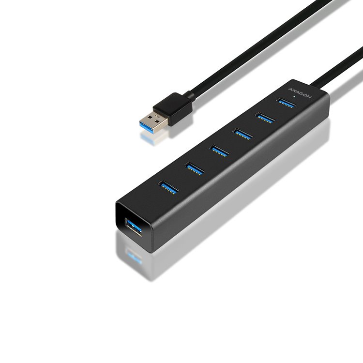 AXAGON HUE-SA7BP 7x USB 3.0 hub s podporou rychlonabíjení, Black AXAGON HUE-SA7BP 7x USB 3.0 hub s podporou rychlonabíjení, Black