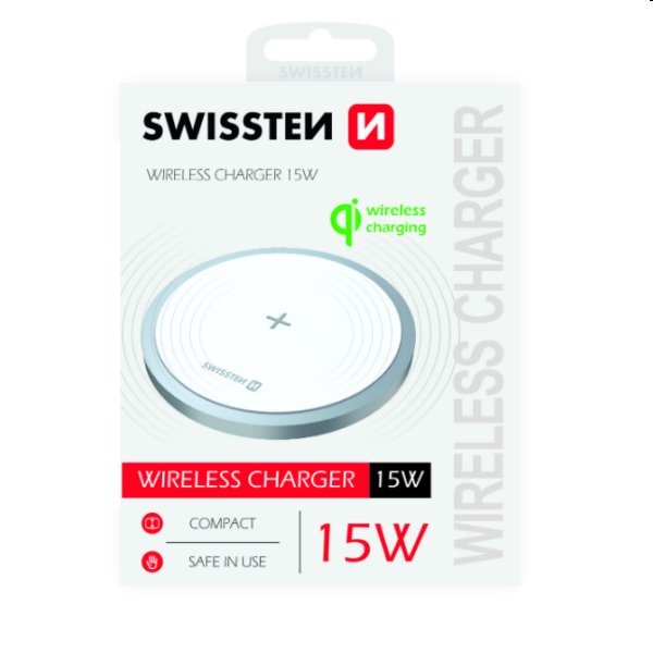 Bezdrátová nabíječka Swissten 15W, bílá Bezdrátová nabíječka Swissten 15W, bílá