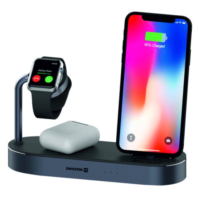 Bezdrátová nabíječka Swissten 4in1 MFI pro Apple zařízení Bezdrátová nabíječka Swissten 4in1 MFI pro Apple zařízení