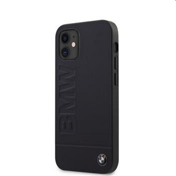 BMW Leather Hot Stamp Kryt pre iPhone 12 mini, Navy