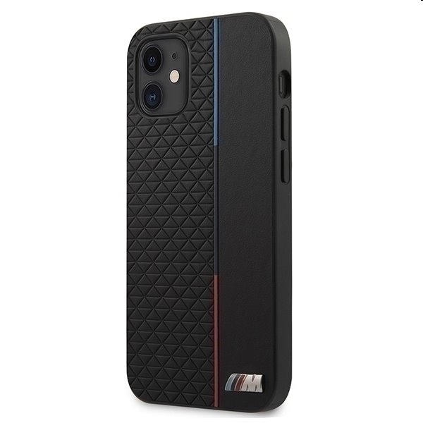 BMW PU Triangles Tricolor Line Kryt pro iPhone 12 mini, Black