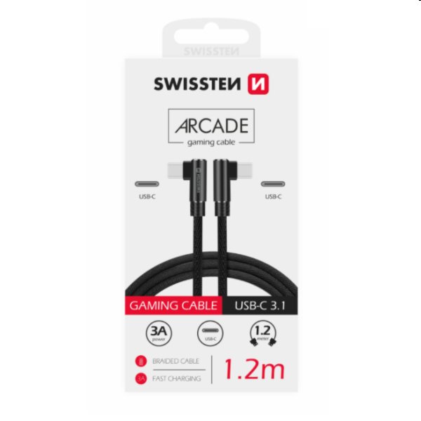 Datový kabel Swissten USB-C/USB-C textilní s podporou rychlonabíjení, černý