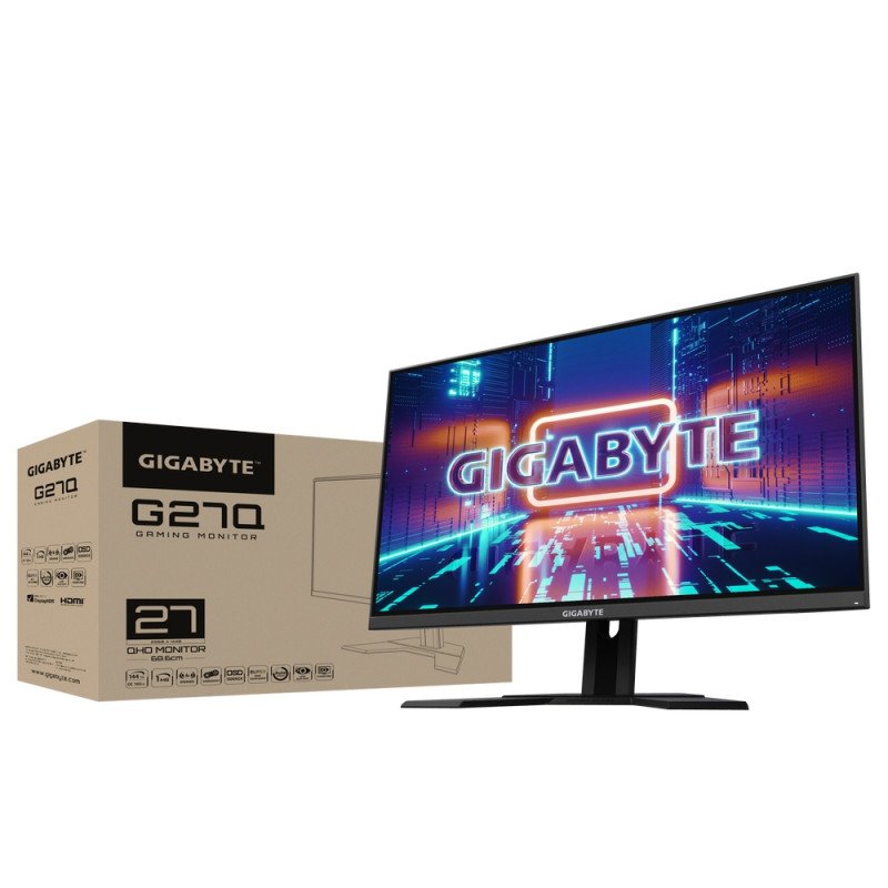 Gigabyte 27" G27Q Gaming Monitor, 144Hz, IPS, plochý, QHD