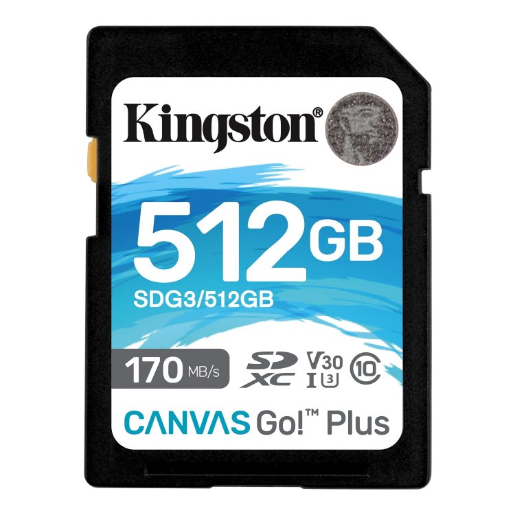 Kingston Canvas Go Plus Secure Digital SDXC UHS-I U3 512GB | Class 10, rychlost 170/90MB/s (SDG3/512GB)