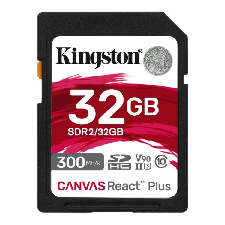 Kingston Canvas React Plus Secure Digital SDHC + čtečka, UHS-II U3 32GB | Class 10, rychlost 300/260MB/s (MLPR2/32GB)