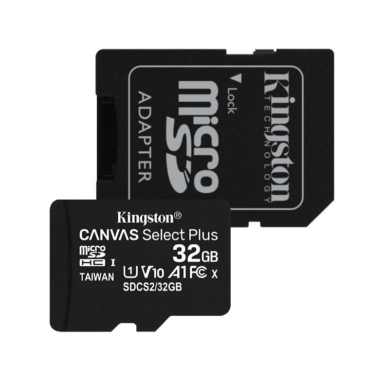 Kingston Canvas SeIect Plus Micro SDHC 32GB + SD adaptér, UHS-I A1, Class 10 - rychlost 100 MB/s