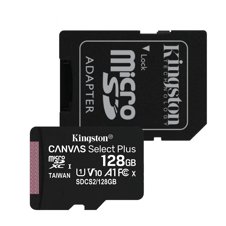 Dárek - Kingston Canvas SeIect Plus Micro SDXC 128GB + SD adaptér, UHS-I A1, Class 10 - rychlost 100 MB/s v ceně 289,- Kč