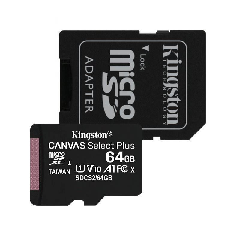 Kingston Canvas SeIect Plus Micro SDXC 64GB + SD adaptér, UHS-I A1, Class 10 - rychlost 100 MB/s