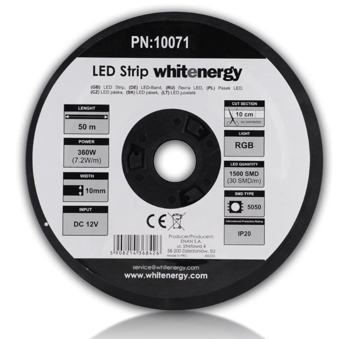 LED pas WhiteEnergy 50m SMD5050 7.2W/m 10mm, RGB