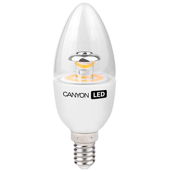 Led žárovka Canyon E14, svíčka, průhledná, 3.3W-svítivost 250 lm, teplá bílá 2700K, CRI> 80