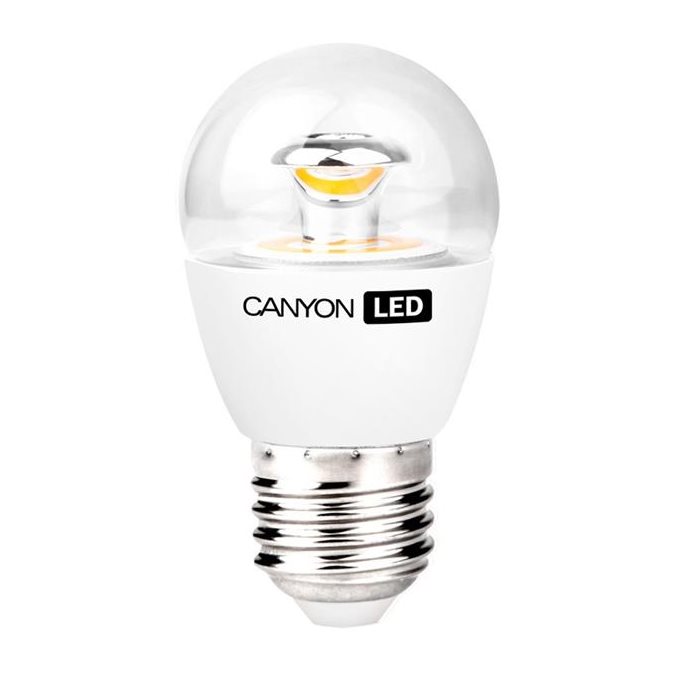 Led žárovka Canyon E27, kompakt kulatá průhledná 6W-svítivost 494 lm, neutrál bílá, CRI> 80