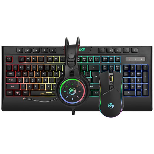 Marvo CM305, RGB sada klávesnice s herní myší a sluchátkami, CZ/SK, herní, membránová typ drátová (USB), černá, RGB