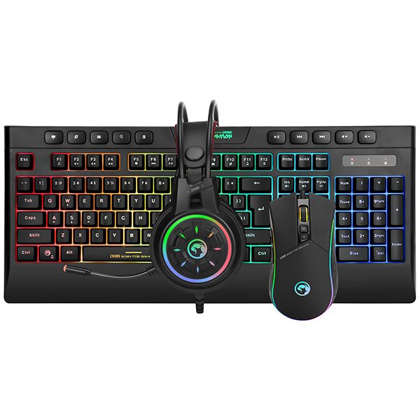 Marvo CM305, RGB sada klávesnice s herní myší a sluchátkami, CZ/SK, herní, membránová typ drátová (USB), černá, RGB Marvo CM305, RGB sada klávesnice s herní myší a sluchátkami, CZ/SK, herní, membránová typ drátová (USB), černá, RGB