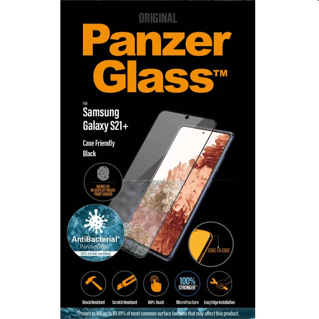 Ochranné temperované sklo PanzerGlass Case Friendly pro Samsung Galaxy S21 Plus - G996B, Fingerprint komp., černé