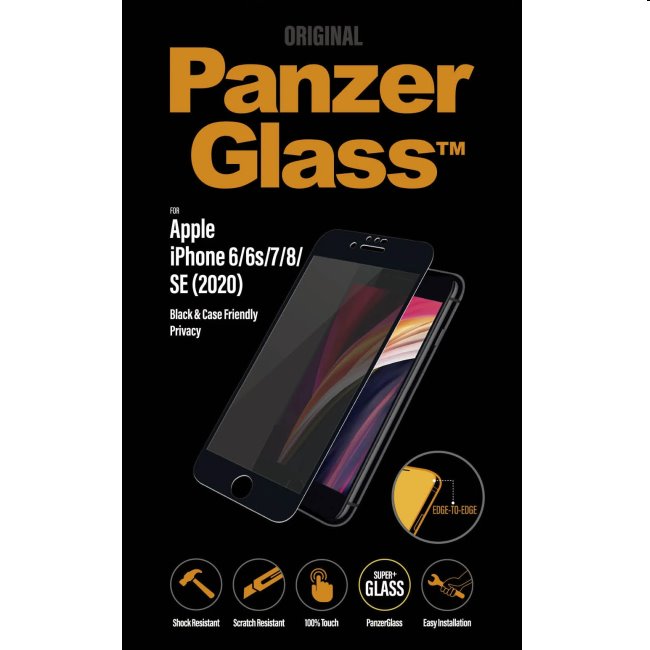 Ochranné temperované sklo PanzerGlass s privátnym filtrom pre Apple iPhone 6/6s/7/8/SE 2020, čierne