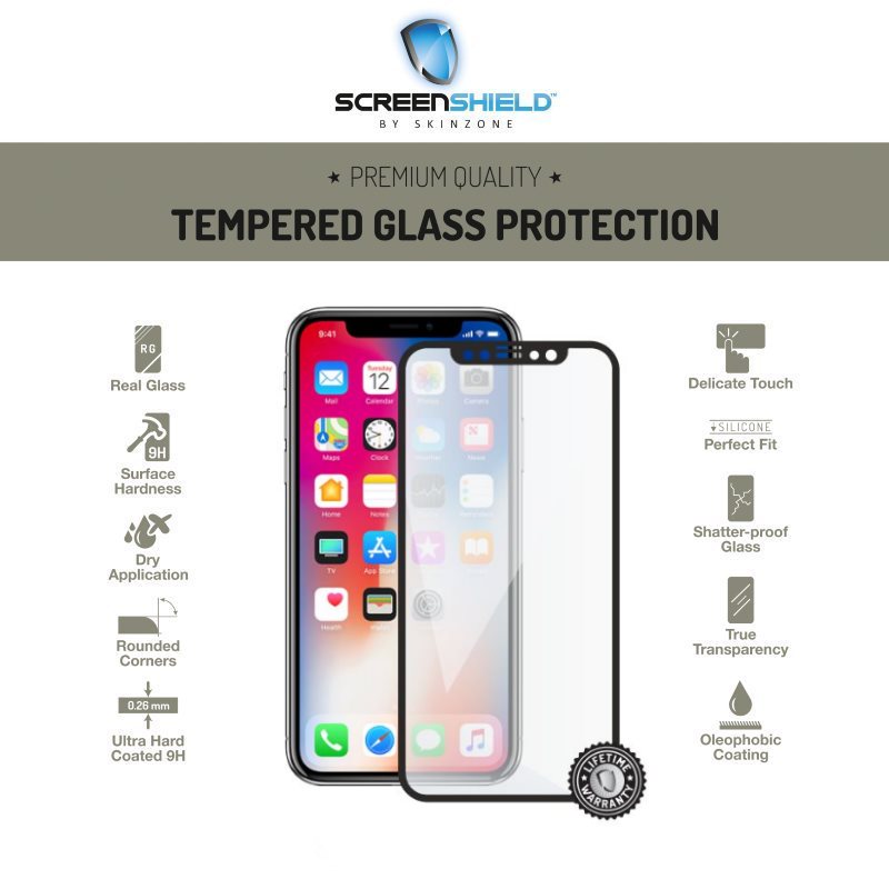 
Ochranné temperované sklo Screenshield 3D pro Apple iPhone X-Full Cover Black-Doživotní záruka