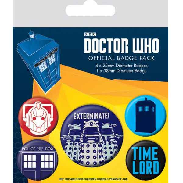 Odznaky Doctor Who Exterminate (5-Pack)