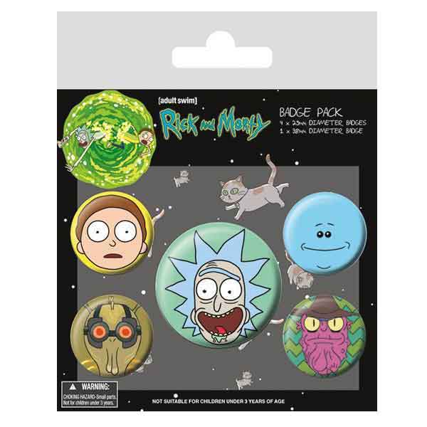 Odznaky Rick and Morty Heads 6-Pack