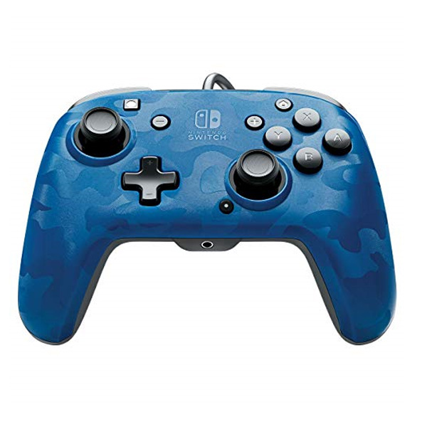 PDP Faceoff Deluxe + Audio Wired Controller for Nintendo Switch, camo blue