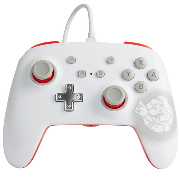 PowerA Enhanced Wired Controller - Mario White for Nintendo Switch