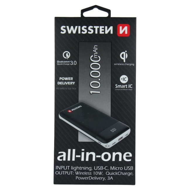 Powerbank Swissten All-In-One 10.000 mAh, černý Powerbank Swissten All-In-One 10.000 mAh, černý
