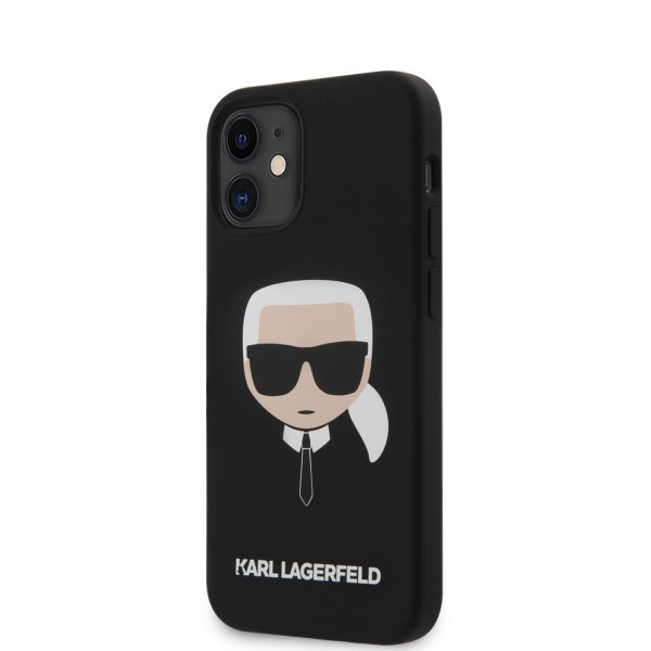 Púzdro Karl Lagerfeld Head silikónový pre iPhone 12 mini, black