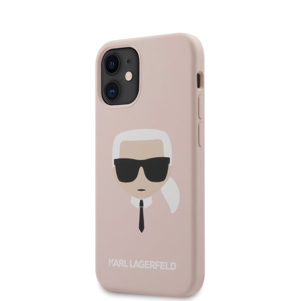 Púzdro Karl Lagerfeld Head silikónový pre iPhone 12 mini, light pink