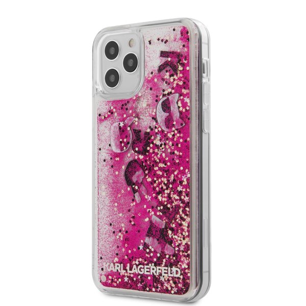 Púzdro Karl Lagerfeld Liquid Glitter Charms pre iPhone 12 Pro Max, pink