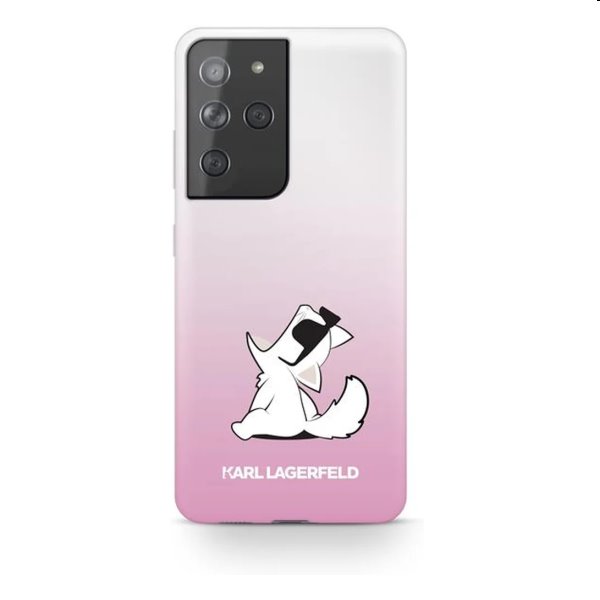Puzdro Karl Lagerfeld PC/TPU Choupette Eats pre Samsung Galaxy S21 Ultra - G998B, ružové