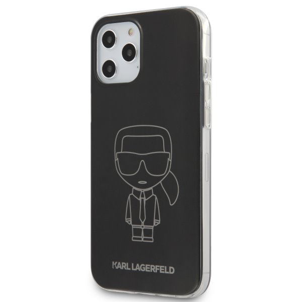 Púzdro Karl Lagerfeld PC/TPU Metallic Iconic Outline pre iPhone 12/12 Pro, black