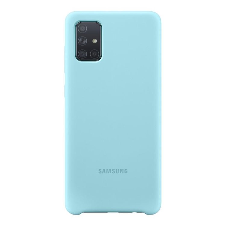 Pouzdro Samsung Silicone Cover EF-PA715TLE pro Samsung Galaxy A71-A715F, Blue
