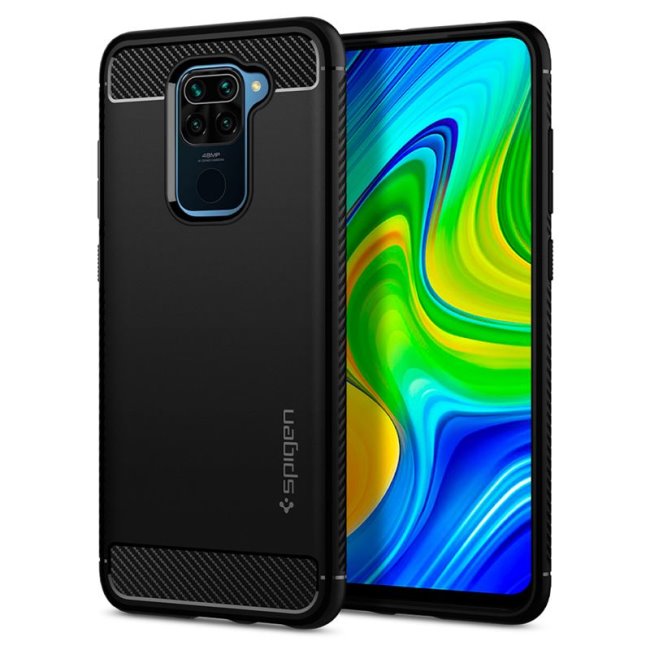 Pouzdro Spigen Rugged Armor pro Xiaomi Redmi Note 9, černé