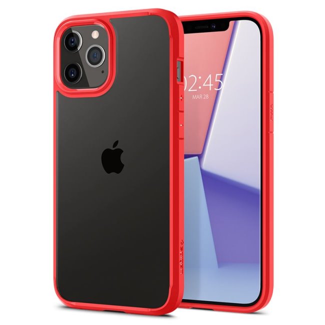Pouzdro Spigen Ultra Hybrid pro Apple iPhone 12 Pro Max, červené Pouzdro Spigen Ultra Hybrid pro Apple iPhone 12 Pro Max, červené