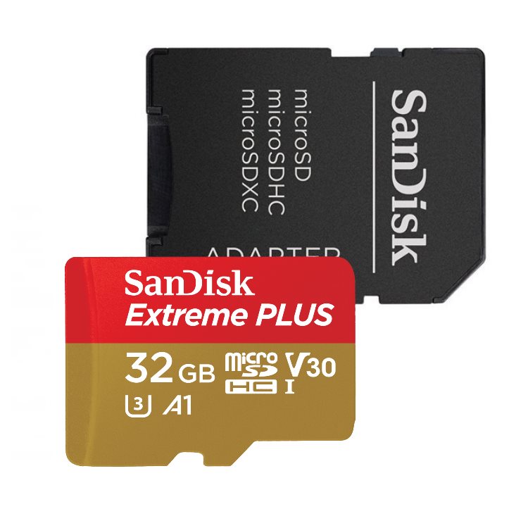 SanDisk Micro SDHC Extreme PLUS 32GB + SD adaptér, UHS-I U3 A1, Class 10-rychlost 95/90 MB/s (SDSQXBG-032G-GN6MA) SanDisk Micro SDHC Extreme PLUS 32GB + SD adaptér, UHS-I U3 A1, Class 10-rychlost 95/90 MB/s (SDSQXBG-032G-GN6MA)