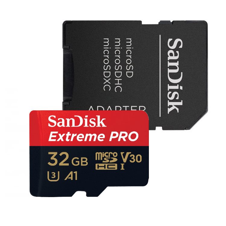 SanDisk Micro SDHC Extreme PRO 32GB + SD adaptér, UHS-I U3, Class 10-rychlost 100/90 MB/s (SDSQXCG-032G-GN6MA)