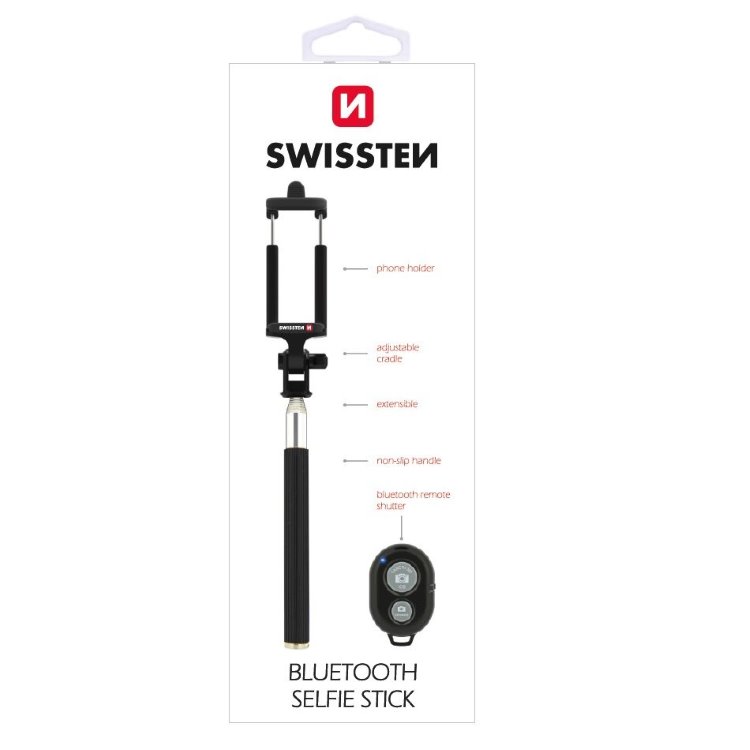 Self tyč Swissten s bluetooth dálkovým ovladačem Self tyč Swissten s bluetooth dálkovým ovladačem