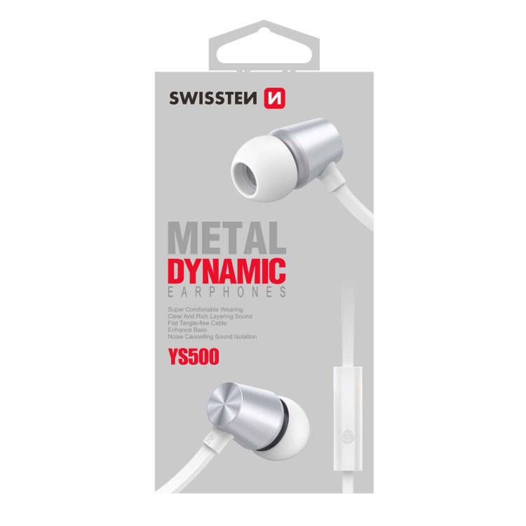 Sluchátka Swissten Dynamic YS500, stříbrné Sluchátka Swissten Dynamic YS500, stříbrné