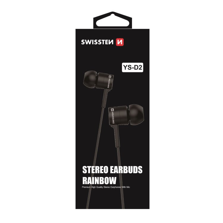 Sluchátka Swissten Rainbow YS-D2, černé Sluchátka Swissten Rainbow YS-D2, černé