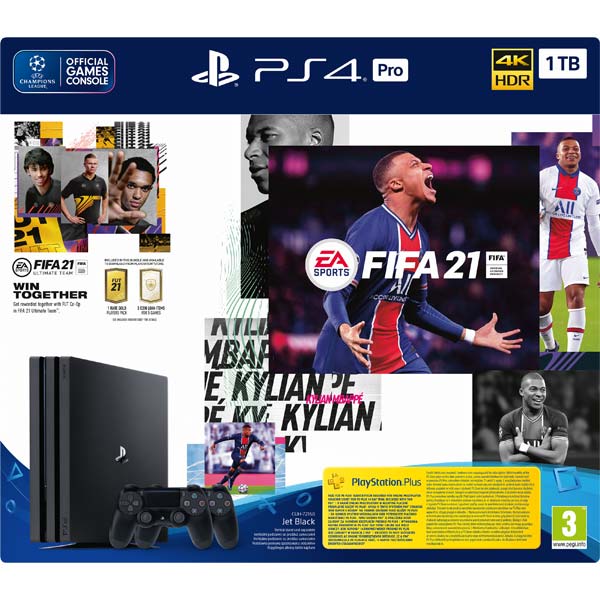 Sony PlayStation 4 Pro 1 TB + FIFA 21 + DualShock 4 + PS Plus 14 dní - OPENBOX (Rozbalené zboží s plnou zárukou)