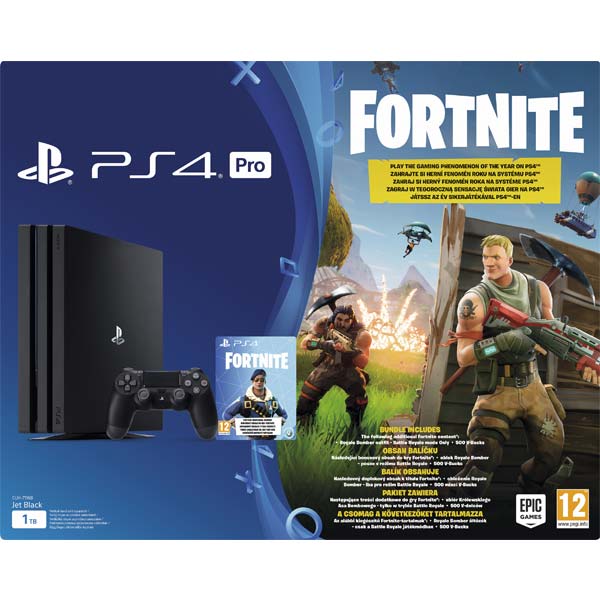 Sony PlayStation 4 Pro 1TB, jet black + Fortnite Additional Content Voucher