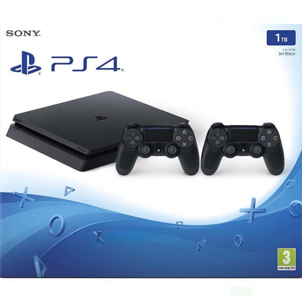 Sony PlayStation 4 Slim 1TB, jet black + Sony DualShock 4 Wireless Controller v2, jet black