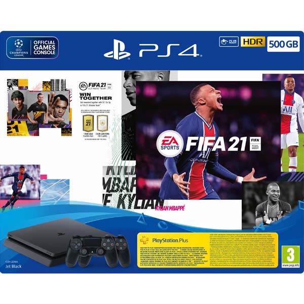 Sony PlayStation 4 Slim 500 GB + FIFA 21 + DualShock 4 + PS Plus 14 dní - OPENBOX (Rozbalené zboží s plnou zárukou)