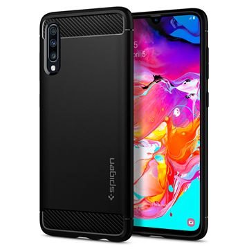 Spigen Rugged Armor Extra Case for Samsung Galaxy A70, Black